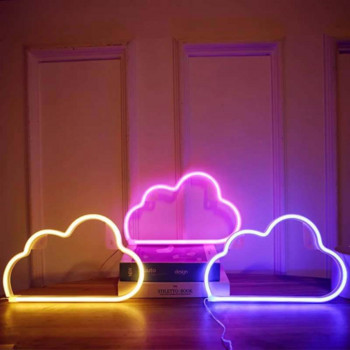 Неонов знак Lightning Battery/USB Operated Clouds Lightning Moon Neon Led знак за детска стая Party Home Bar Gift Decoration