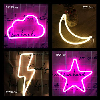 Πινακίδα νέον Lightning Μπαταρία/USB Λειτουργία Σύννεφα Lightning Moon Neon Led Πινακίδα για Παιδικό Δωμάτιο Δώρο Διακόσμηση Μπαρ στο Παιδικό Δωμάτιο