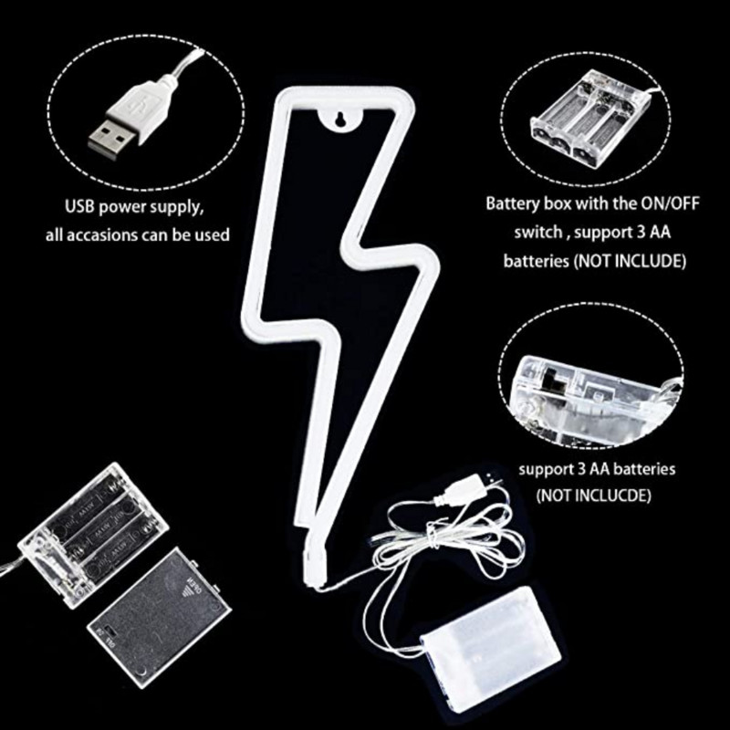 Fényreklám Villámelem/USB-vel működtetett felhők Villám Hold Neon Led Reklám gyerekszoba bulihoz Otthoni Bár ajándék dekoráció