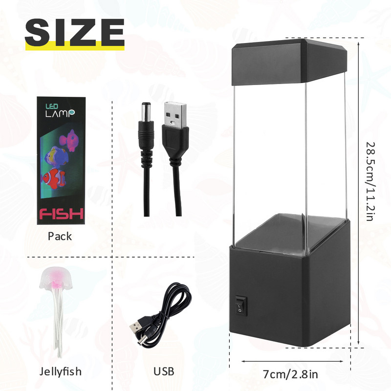 Lampă LED pentru meduze, USB/baterie, lumină de noapte cu meduze simulate, cu schimbare în mai multe culori, lampă pentru rezervor de acvariu decorativă pentru casă 2023
