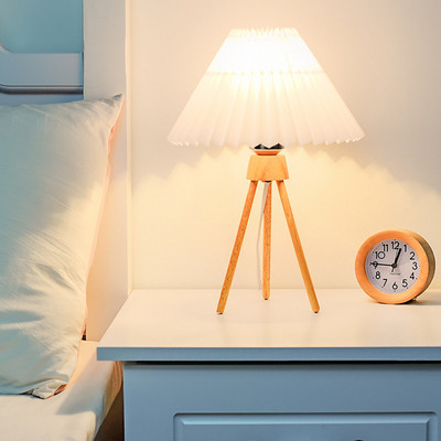 Koka vintage kroku abažūrs galda lampa masīvkoka mācību lasīšanai pie gultas nakts apgaismojums USB galda lampa viesistabas gaisma