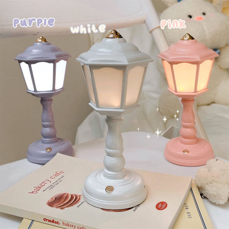 LED Retro galda lampa Mini ielas apgaismojums USB uzlāde bezpakāpju aptumšošana lasīšanas acu aizsardzība pie gultas nakts gaismas istabas mājas dekors