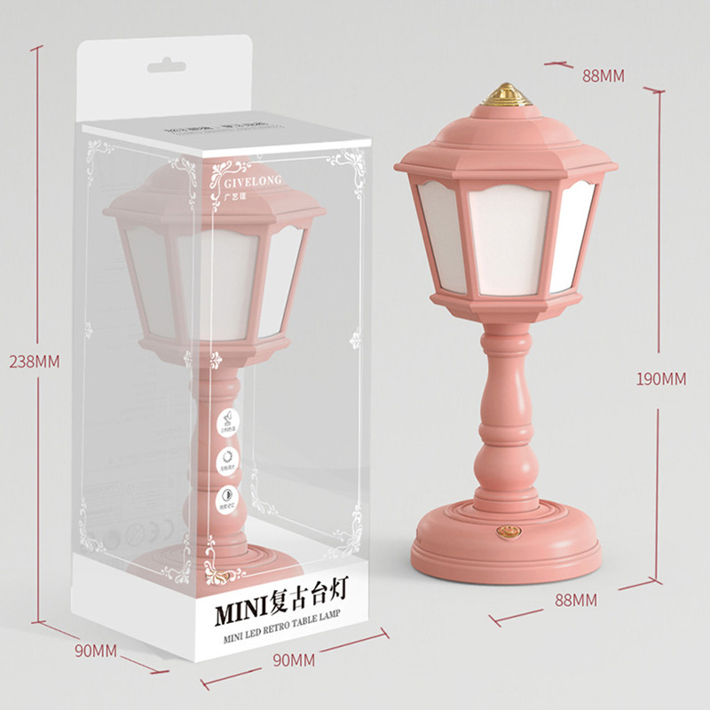 LED Retro galda lampa Mini ielas apgaismojums USB uzlāde bezpakāpju aptumšošana lasīšanas acu aizsardzība pie gultas nakts gaismas istabas mājas dekors