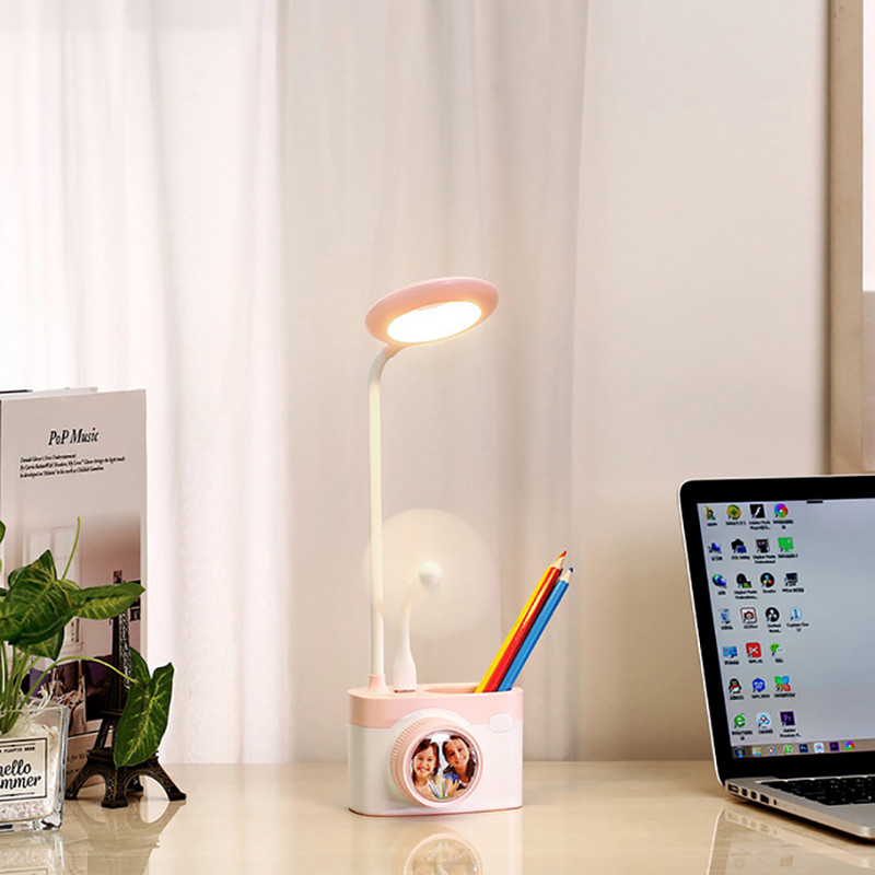 Lampă de lectură cu LED de birou pentru copii, gât de gâscă flexibilă, lampă de îngrijire a ochilor, reîncărcabilă prin USB, reglabilă, cu suport pentru stilou pentru biroul acasă