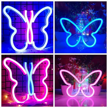 LED Πινακίδα νέον σε σχήμα πεταλούδας για τοίχο Διακόσμηση πάρτι κρεβατοκάμαρας σπιτιού Παιδικό φωτιστικό ψησταριά γενεθλίων Δώρο γιορτής Νέον νυχτερινό φως