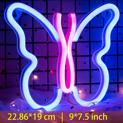 LED-es pillangó alakú neonreklám falra otthonra Hálószoba buli dekoráció Neon lámpa Gyerekek születésnapi rácsok Ünnepi ajándék Neon éjszakai fény