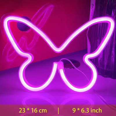 LED-es pillangó alakú neonreklám falra otthonra Hálószoba buli dekoráció Neon lámpa Gyerekek születésnapi rácsok Ünnepi ajándék Neon éjszakai fény