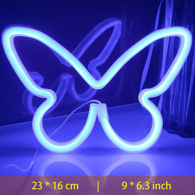 LED-es pillangó alakú neonreklám falra otthonra Hálószoba buli dekoráció Neon lámpa Gyerekek születésnapi rácsok Ünnepi ajándék Neon éjszakai fény