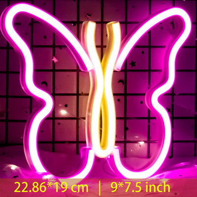 LED-es pillangó alakú neonreklám falra otthonra Hálószoba buli dekoráció Neon lámpa Gyerekek születésnapi rácsok Ünnepi ajándék Neon éjszakai fény