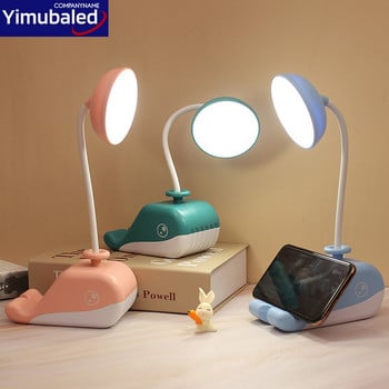 Cute Whale Led Table Lamp USB Recharge Foldable Light Eye Protection Reading Book Lights For Student Study Държач за мобилен телефон