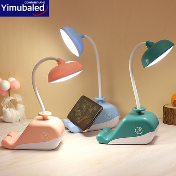 Cute Whale Led Table Lamp USB Recharge Foldable Light Eye Protection Reading Book Lights For Student Study Държач за мобилен телефон