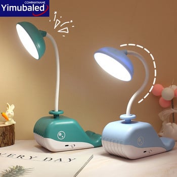 Cute Whale Led Table Lamp USB Recharge Foldable Light Eye Protection Reading Book Lights For Student Study Държач за мобилен телефон