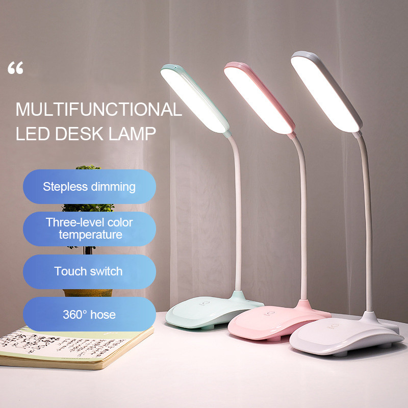 Lămpi de birou cu LED-uri tactile Baterie încorporată USB Dimmerare continuă 360 Furtun gratuit Student Copii Lumină de lectură pentru birou Dormitor de studiu