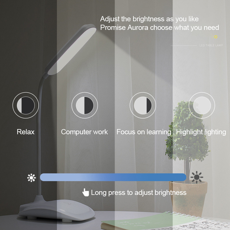 Lămpi de birou cu LED-uri tactile Baterie încorporată USB Dimmerare continuă 360 Furtun gratuit Student Copii Lumină de lectură pentru birou Dormitor de studiu