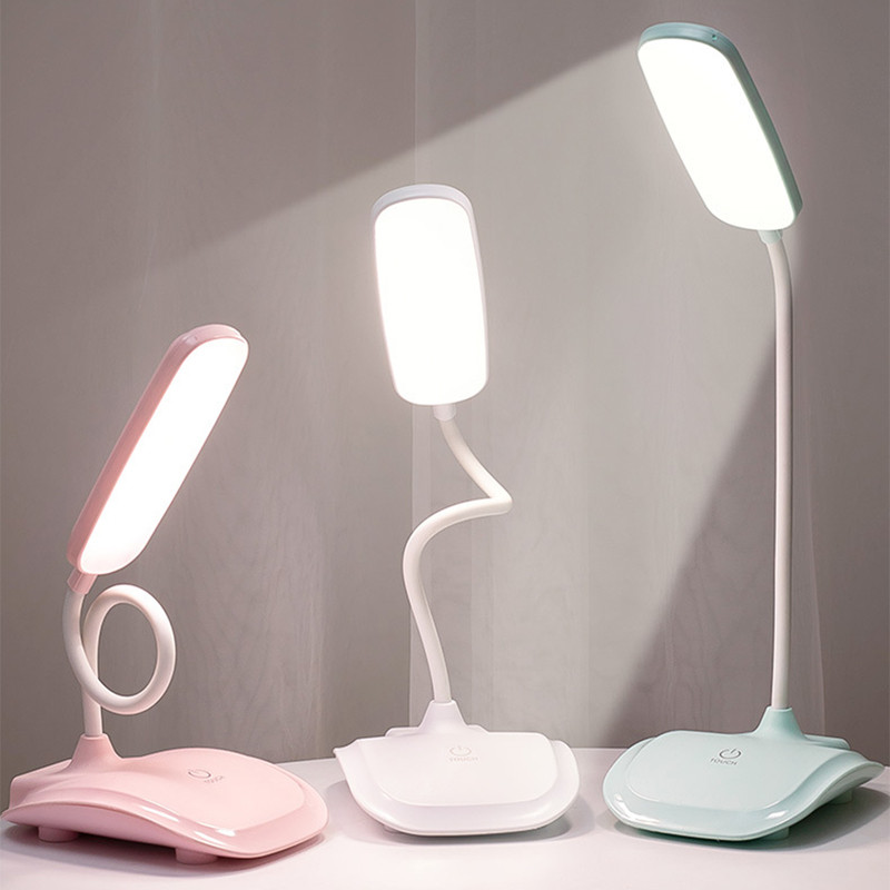 Lămpi de birou cu LED-uri tactile Baterie încorporată USB Dimmerare continuă 360 Furtun gratuit Student Copii Lumină de lectură pentru birou Dormitor de studiu