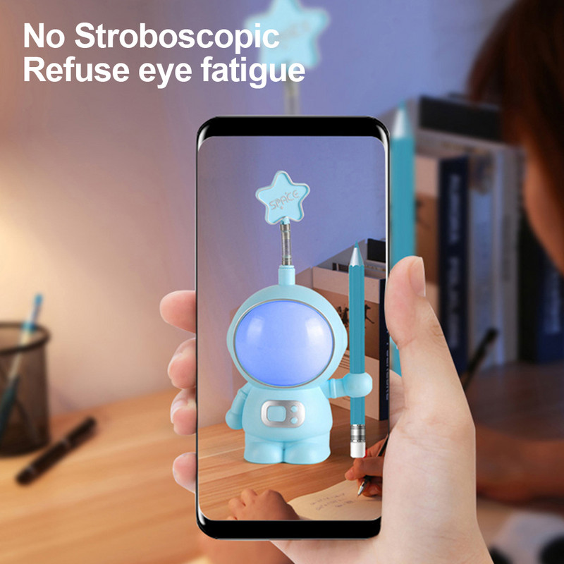 Lauaarvuti kaunistuste lamp Astronaut USB laetav laualamp öövalgusti pliiatsiteritajaga lugemislaua lamp