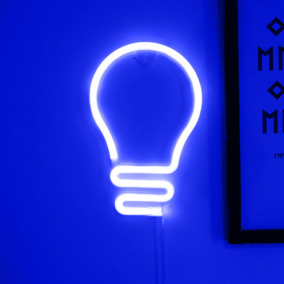 Izzó alakú LED neonfény színes szivárvány neonreklám falra akasztó Éjszakai lámpa Party Ünnep Esküvői Fesztivál dekoráció