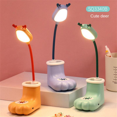 Lampă de masă LED Suport stilou cu gheare de pisică 360 ° Încărcare USB reglabilă Lumină de noapte Protecția ochilor Cadou pentru studenți Lampă de birou pentru dormitor
