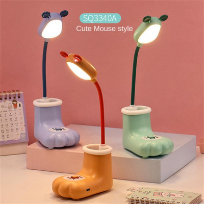 Lampă de masă LED Suport stilou cu gheare de pisică 360 ° Încărcare USB reglabilă Lumină de noapte Protecția ochilor Cadou pentru studenți Lampă de birou pentru dormitor
