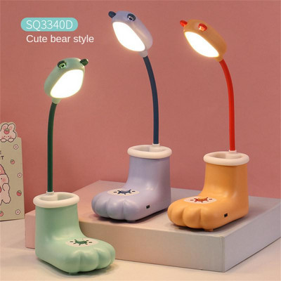 Lampă de masă LED Suport stilou cu gheare de pisică 360 ° Încărcare USB reglabilă Lumină de noapte Protecția ochilor Cadou pentru studenți Lampă de birou pentru dormitor