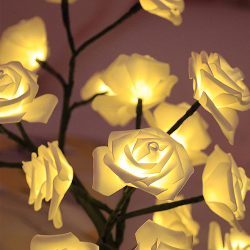 24 LED rózsa virág fa lámpák USB asztali lámpa tündér juharlevél éjszakai lámpa Otthoni buli karácsonyi esküvői hálószoba dekoráció