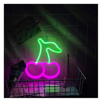 Cherry Neon Sign за стенен декор Led Neon Light Wall Signing Висяща художествена светлина Детска светлина за детска спалня JS22