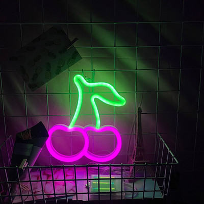 Cseresznye neonreklám fali dekorációhoz Led neonfény falireklám akasztós Art Light gyermeklámpa gyerek hálószobához JS22