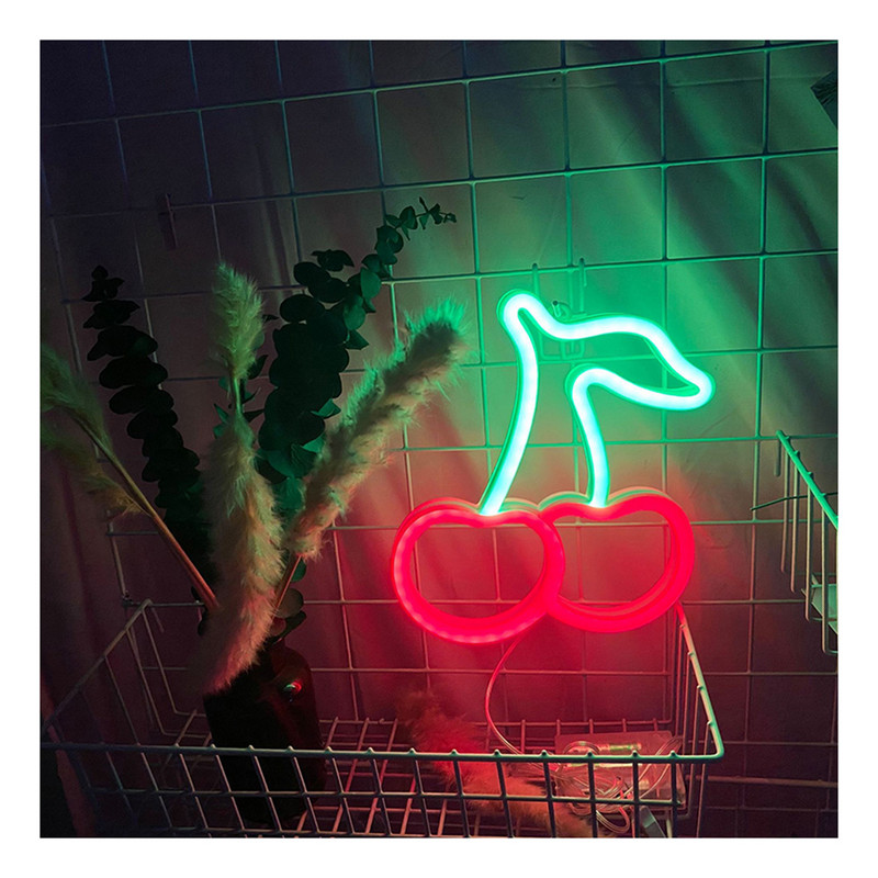 Cseresznye neonreklám fali dekorációhoz Led neonfény falireklám akasztós Art Light gyermeklámpa gyerek hálószobához JS22