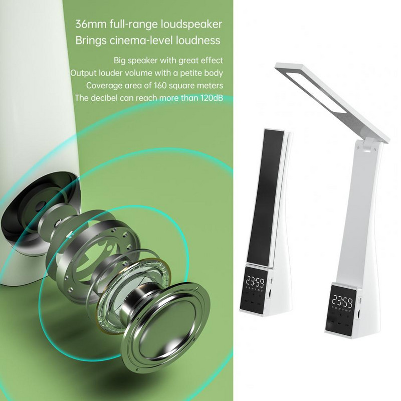 Lampă de birou LED Dimmabilă ABS Multifuncțională Multifuncțională 4-în-1 Ceas cu alarmă Difuzor Lampă LED Lampă de lectură LED Accesorii pentru casă