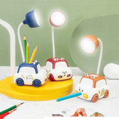 LED Creative Cartoon autopliiatsi torulamp USB kokkupandava voolikuga laadimise õppelamp Lastele kleebistega labori lugemislamp