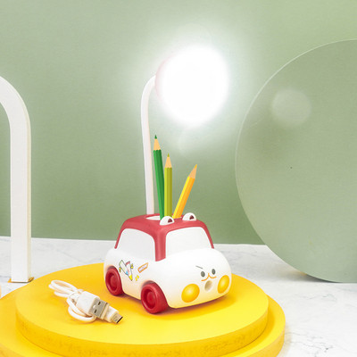 LED Creative Cartoon autopliiatsi torulamp USB kokkupandava voolikuga laadimise õppelamp Lastele kleebistega labori lugemislamp