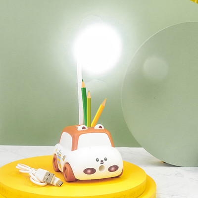 LED Creative Cartoon autopliiatsi torulamp USB kokkupandava voolikuga laadimise õppelamp Lastele kleebistega labori lugemislamp