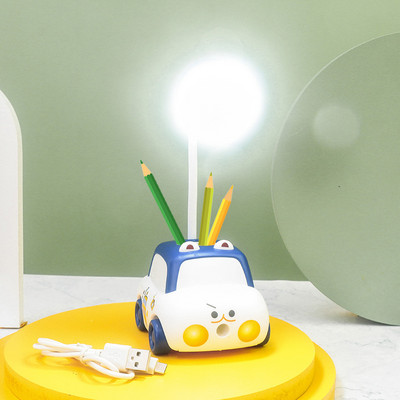 LED Creative Cartoon autopliiatsi torulamp USB kokkupandava voolikuga laadimise õppelamp Lastele kleebistega labori lugemislamp