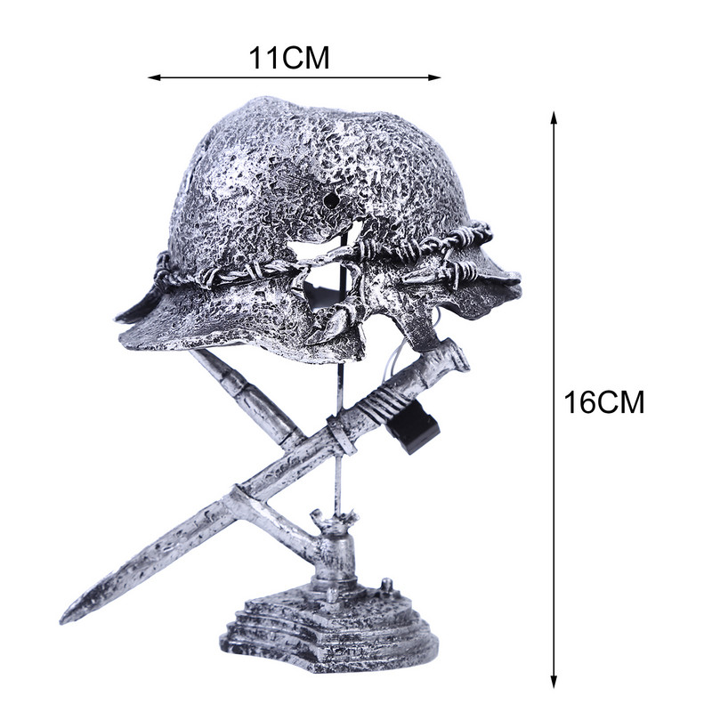 Háborús ereklye lámpa sisakok asztali lámpa szobor háborús retro gyanta asztali lámpa emléktárgy