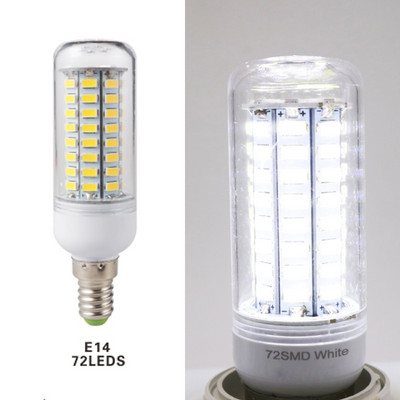 E27 E14 Sraigtinė LED kukurūzų lemputė itin ryški 72 šviesos diodai SMD 5730 220 V Lampada Bombillas lempa Namų sietynas žvakių stalo lemputė