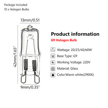 10 τεμ. G9 Eco λαμπτήρες αλογόνου G9 220V 20W / 25W / 40W / 60W Κάψουλα λαμπτήρων LED λαμπτήρες Inserted Beads Crystal Lamp Bulb Halogen