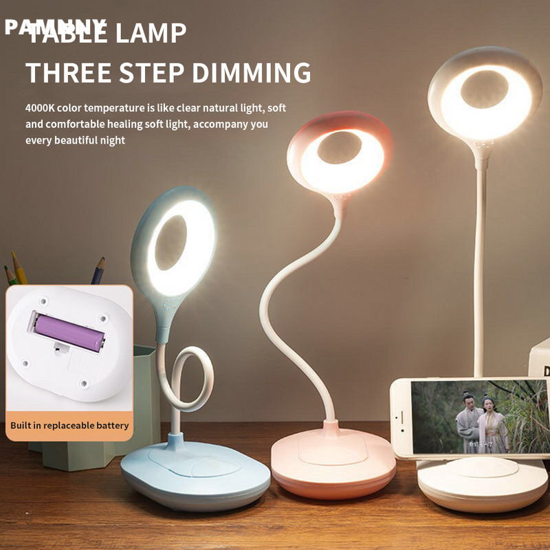 Lampă portabilă de birou cu LED, rotativă, pliabilă, reglabilă, la atingere, pentru dormitor, birou, pentru studiu, Dc5v, cu USB, pentru copii, lampă de lectură