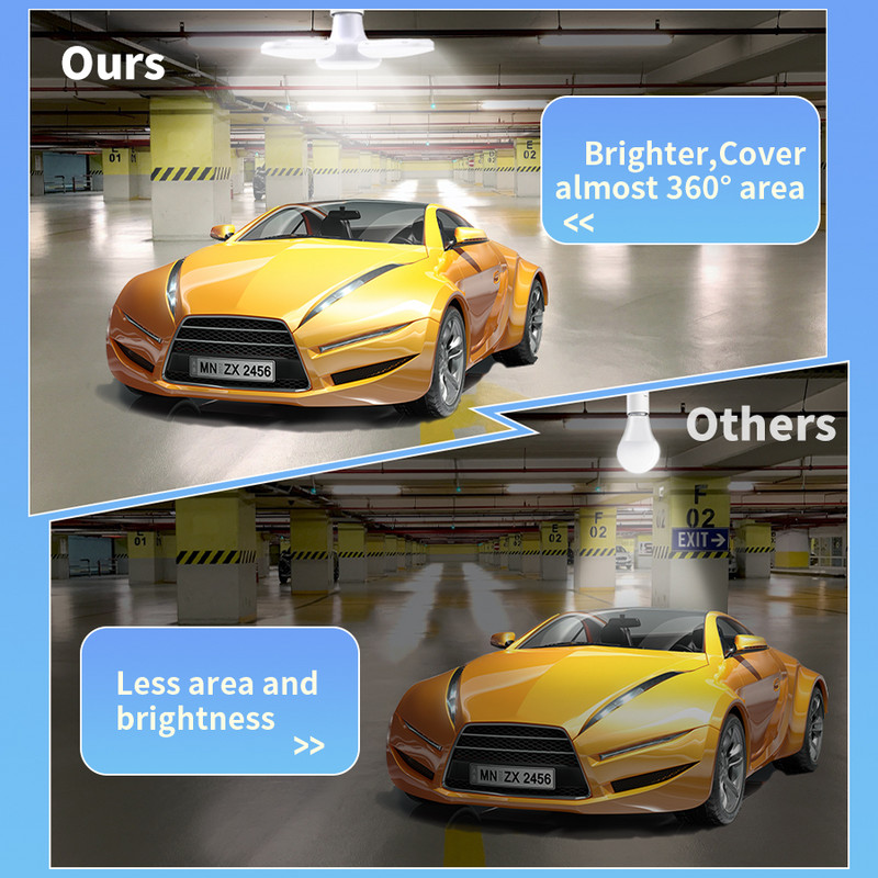 Ventiliatoriaus formos LED lemputė E27 LED lemputė Sulankstoma 220V 110V 40 LED lemputės Namų lubų lempa Sandėlis Garažas Šilta Balta