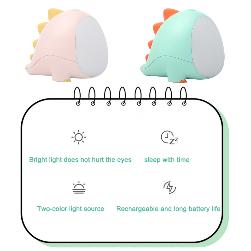 Dinozauru bērnu nakts gaisma bērnu istabai Droša maiga istabas dekorēšana Dāvana dinozauru mīļotājam Pārnēsājama USB uzlādējama
