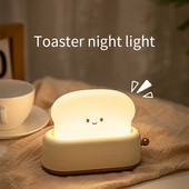 Lumină de noapte Creativă cu LED pentru aparat de pâine Încărcare prin USB Reglarea Noptieră Lumină de noapte Dormitor Lampă de dormit Lumină de masă Cadou pentru fete