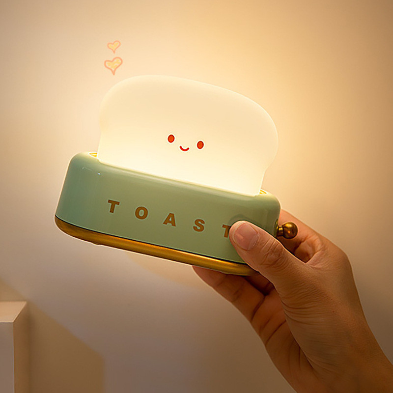 Lumină de noapte Creativă cu LED pentru aparat de pâine Încărcare prin USB Reglarea Noptieră Lumină de noapte Dormitor Lampă de dormit Lumină de masă Cadou pentru fete