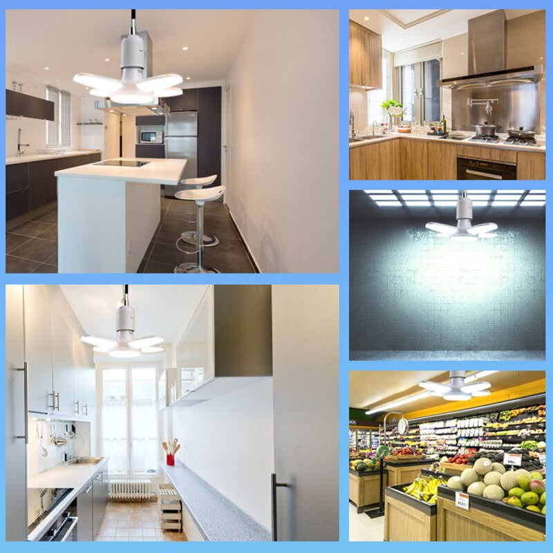 Ventiliatoriaus formos LED lemputė E27 LED lemputė Sulankstoma 220V 110V 40 LED lemputės Namų lempoms Sandėlyje garažo šviesa šilta balta