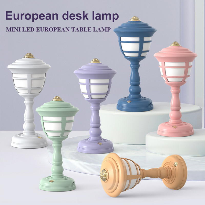 Lampă de birou retro cu LED Lampă de masă cu încărcare USB Mini veioze stradale Design lumini de noapte cu reglaj la atingere Lumină de birou de noptieră Decor camere