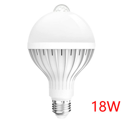 Led izzók 9W 12W 15W 18W PIR mozgásérzékelő lámpa AC 110V 220V E27 Energiatakarékos izzók Automatikus intelligens infravörös test éjszakai biztonsági lámpa
