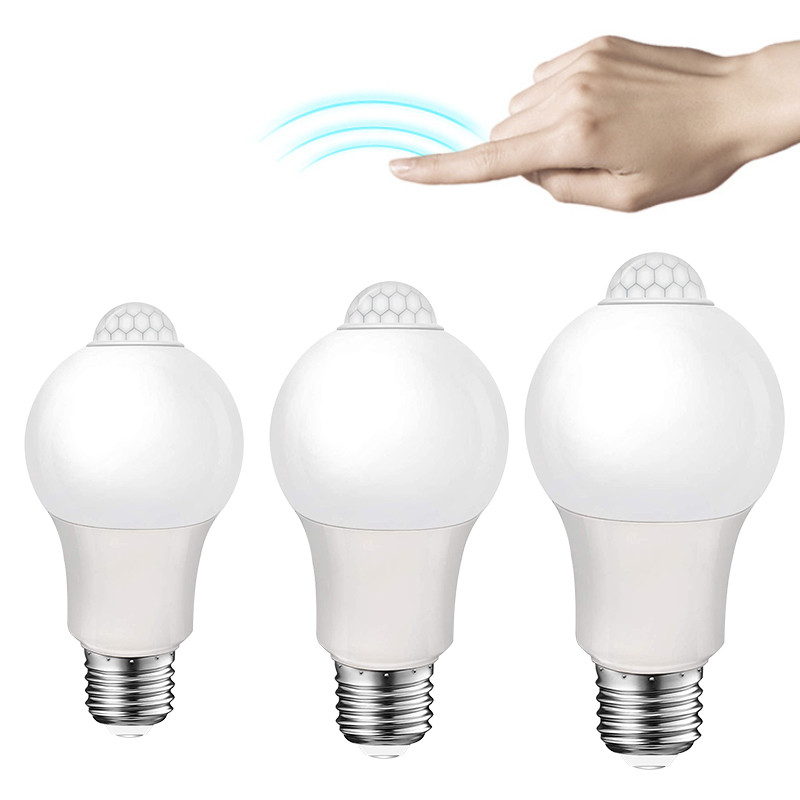 Led izzók 9W 12W 15W 18W PIR mozgásérzékelő lámpa AC 110V 220V E27 Energiatakarékos izzók Automatikus intelligens infravörös test éjszakai biztonsági lámpa