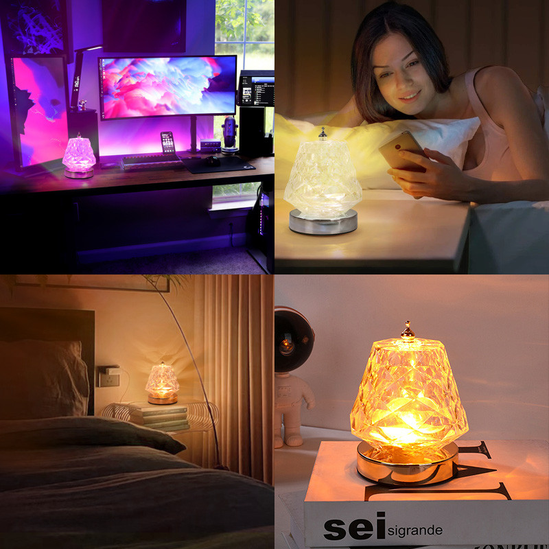 Bezvadu lampas ūdens viļņošanās dinamiskās projekcijas lampas akrila kristāla nakts gaisma RGB krāsu iekštelpu tālvadības apkārtējās galda lampas dekors