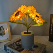 Lampă decorativă, lalele artificiale, floarea soarelui, lampă reîncărcabilă pentru dormitor, lampă decorativă pentru atmosferă, lumina de sărbători de ziua de naștere #20