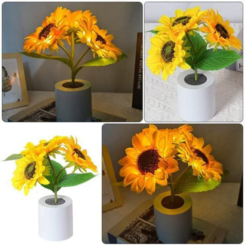 Lampă decorativă, lalele artificiale, floarea soarelui, lampă reîncărcabilă pentru dormitor, lampă decorativă pentru atmosferă, lumina de sărbători de ziua de naștere #20