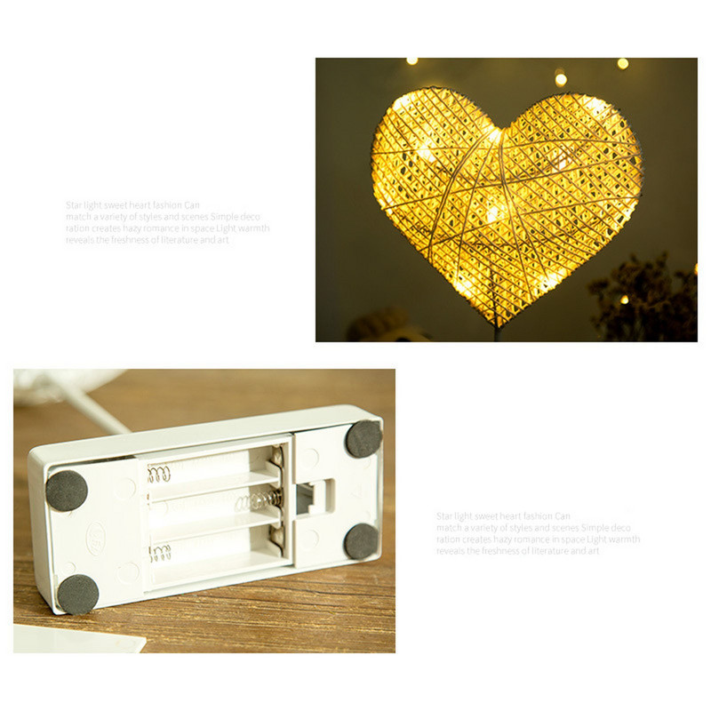 Komplekt Kujulamp Lamp Laualamp Süda öö Dekoratiivne Väike LED Diy Light rotangist modelleeriv LED-valgusti