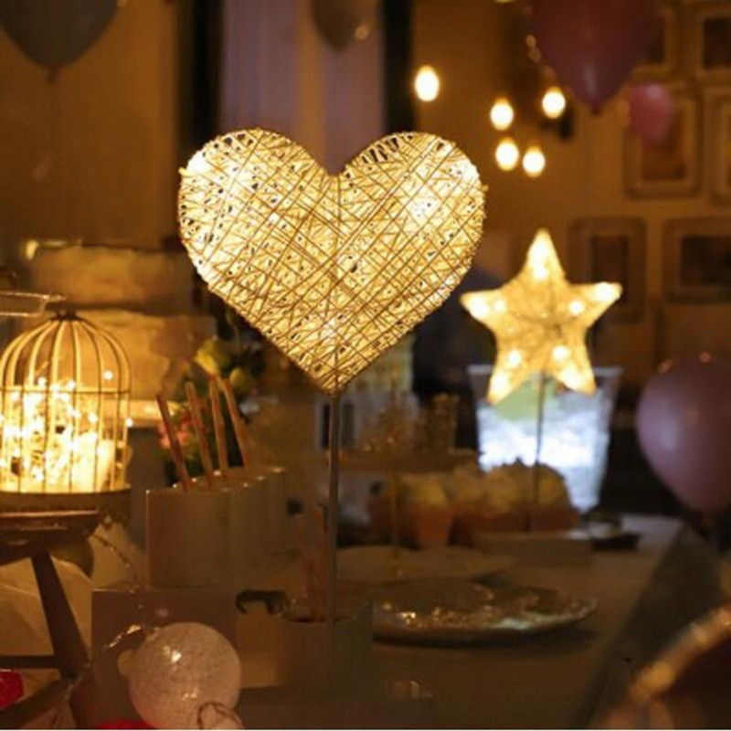 Komplekt Kujulamp Lamp Laualamp Süda öö Dekoratiivne Väike LED Diy Light rotangist modelleeriv LED-valgusti